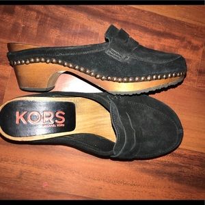 Wood black suede clogs by Michael Kors size 7